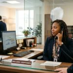 femme secrétaire au téléphone