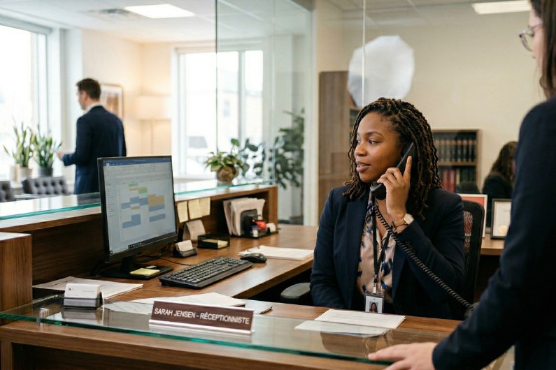 femme secrétaire au téléphone