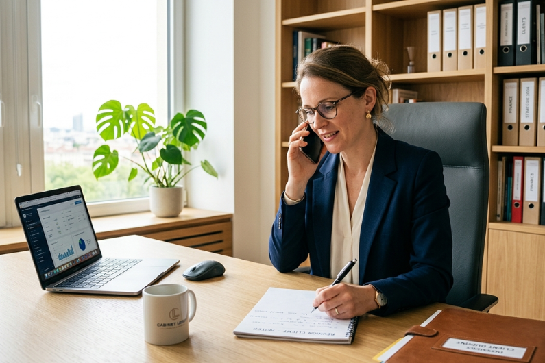 Secrétaire téléphonique téléphonant en toute confidentialité