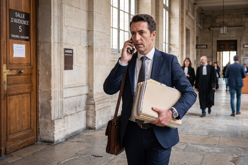 Avocat au tribunal qui répond au téléphone